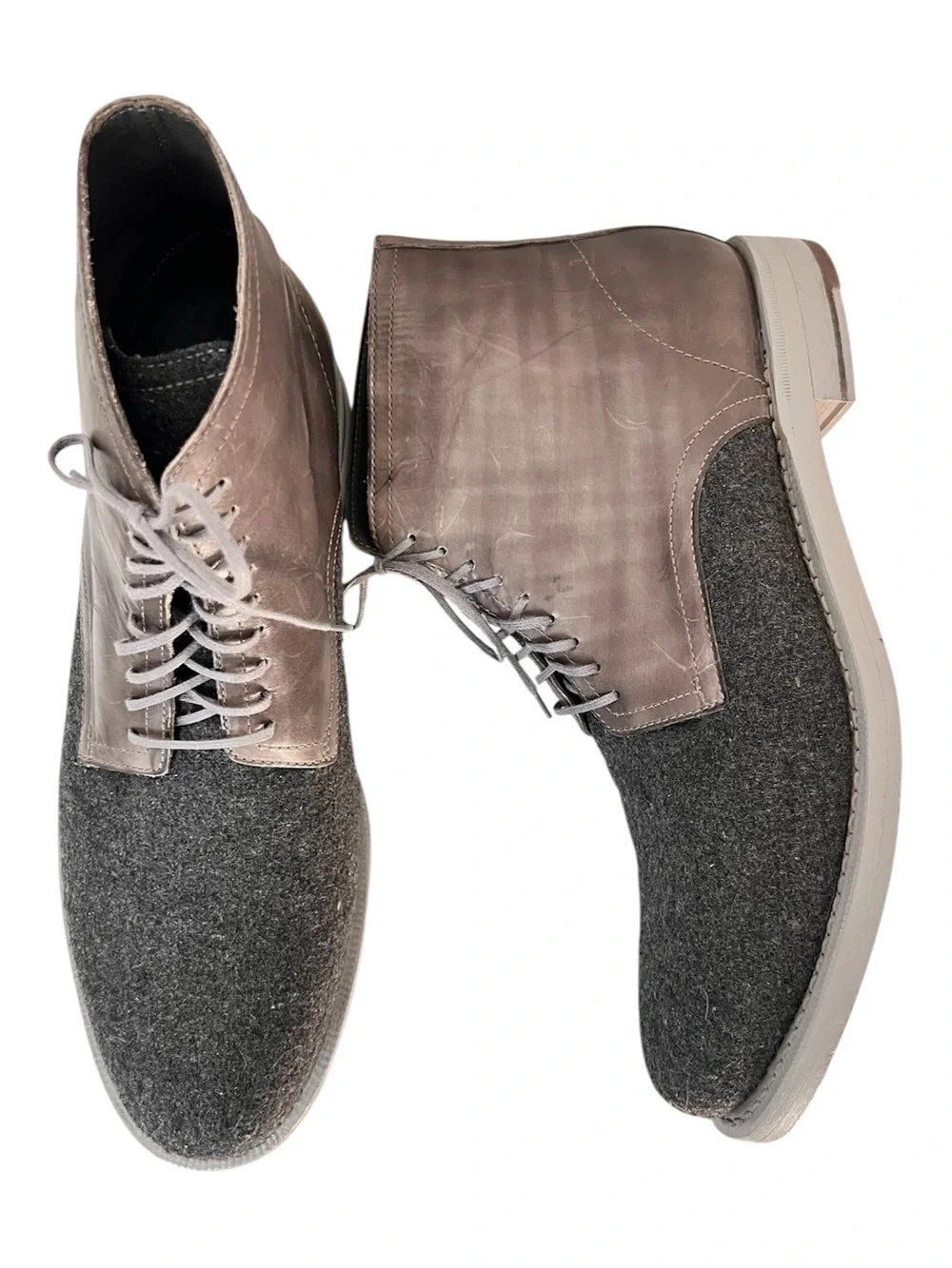 Cole Haan Men’s Roadlots Gray Ankle Boots Size 8.5M Lace-Up Casual Leather Boots